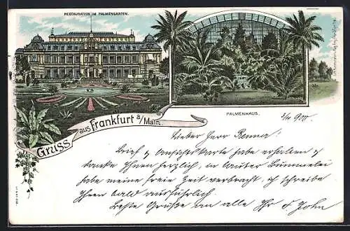 Lithographie Frankfurt a. Main, Restauration im Palmengarten und Palmenhaus