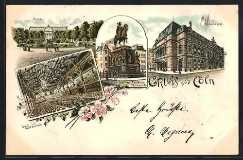 Lithographie Cöln, Flora, Saal im Gürzenich, Stadttheater