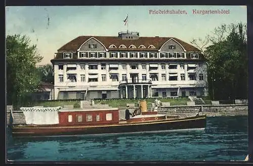 AK Friedrichshafen, Kurgartenhotel mit Dampfer