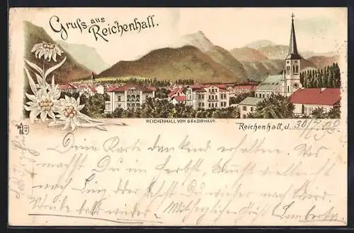 Lithographie Reichenhall, Reichenhall vom Gradierhaus