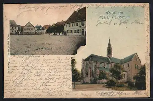 AK Heilsbronn, Marktplatz, Münsterkirche