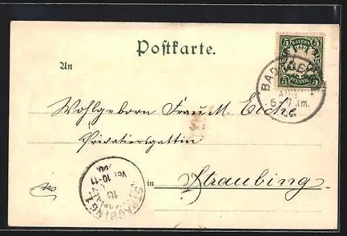 Lithographie Tölz, Totalansicht, Obere Marktstrasse, Jäger