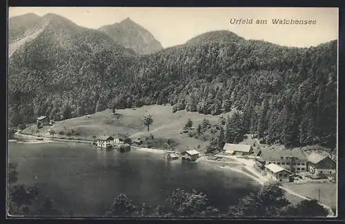 AK Urfeld / Bayern, Ortsansicht mit Walchensee