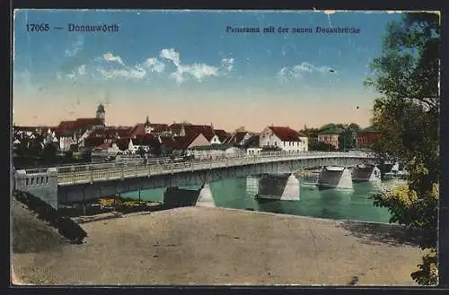 AK Donauwörth, Panorama mit der neuen Donaubrücke