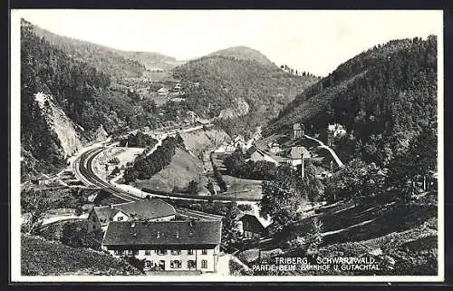 AK Triberg, Partie beim Bahnhof u. Gutachtal