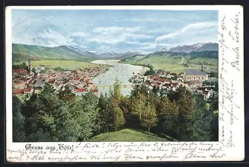 AK Tölz, Ortsansicht aus der Vogelschau