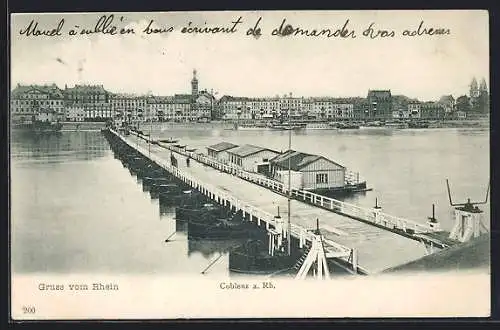 AK Coblenz a. Rh., Brücke über den Rhein