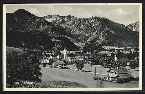 AK Fischbachau, Ortsansicht mit Bergpanorama