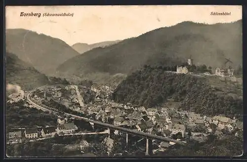 AK Hornberg / Schwarzwald, Totale mit dem Schlosshotel