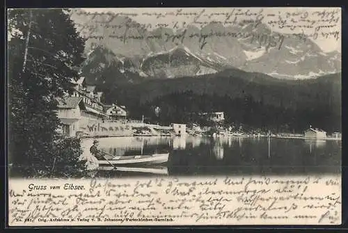 AK Eibsee, Uferpartie mit Bergpanorama