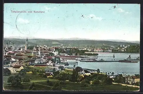 AK Konstanz, Stadtansicht mit Hafen