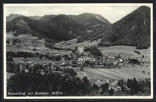 AK Ruhpolding mit Hochfelln, Teilansicht mit Bergen