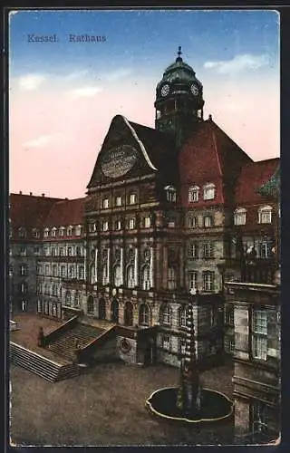 AK Kassel, Rathaus mit Brunnen