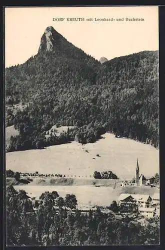 AK Dorf Kreuth, Ortspartie mit Leonhard- und Buchstein