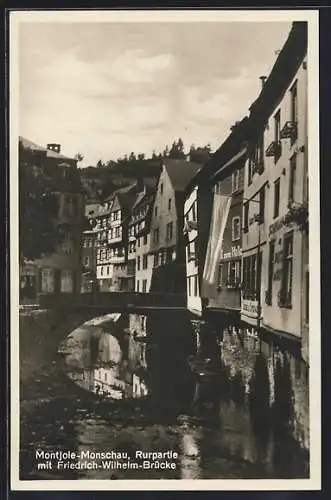 AK Monschau, Rurpartie mit Friedrich-Wilhelm-Brücke