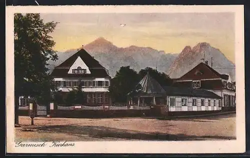 AK Garmisch, Kurhaus mit Bergen