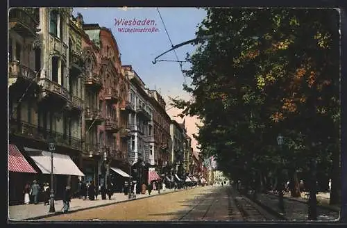 AK Wiesbaden, Blick in die Wilhelmstrasse