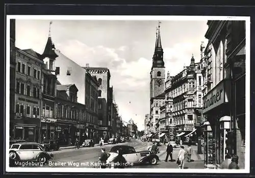 AK Magdeburg, Breiter Weg mit Katharinenkirche