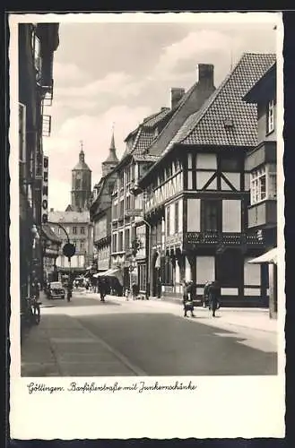 AK Göttingen, Barfüsserstrasse mit Gasthaus Junkernschänke