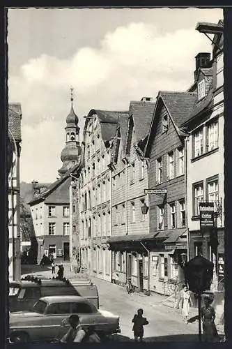 AK Monschau /Eifel, Stadtstrasse mit Gasthaus Alte Herrlichkeit