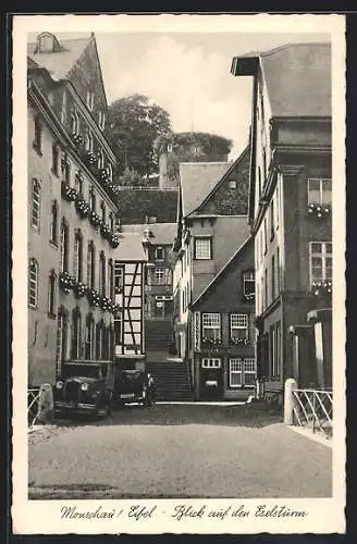 AK Monschau /Eifel, Eselsturm mit Burghotel