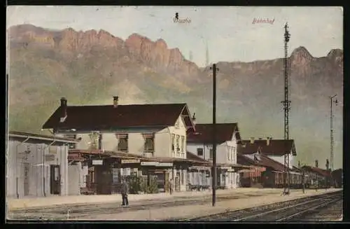 AK Buchs, Bahnhof, Wartende auf dem Bahnsteig