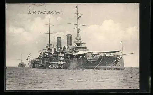 AK S. M. Kriegsschiff Habsburg in Fahrt