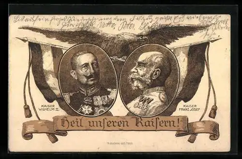 AK Kaiser Wilhelm II., Kaiser Franz Josef I. von Österreich, Zweibund