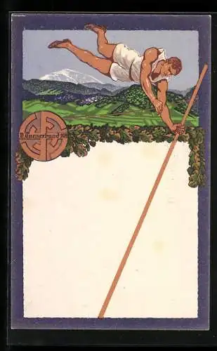 AK Wimpassing im Schwarzatal, Turnfest des D. Turnerbundes 1925, Stabhochspringer