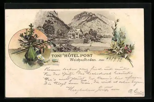 Lithographie Weichselboden, Toni's Hotel Post
