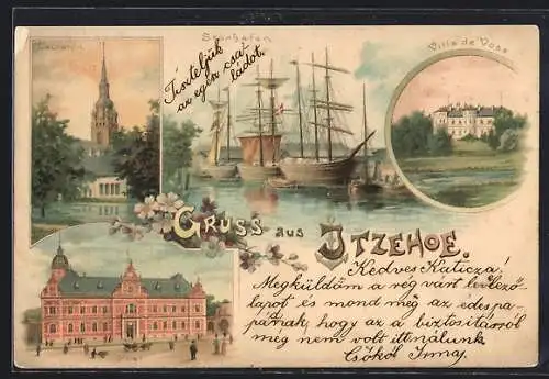 Lithographie Itzehoe, Villa de Voss, Störhafen