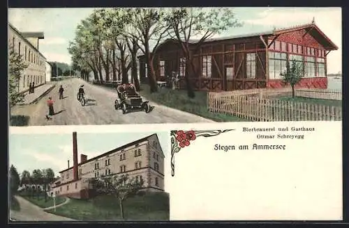 AK Stegen am Ammersee, Ansicht der Bierbrauerei und Gasthaus Ottmar Schreyegg