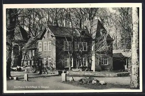 AK Siegen, Gasthaus Eremitage M. Löw, mit Anlage