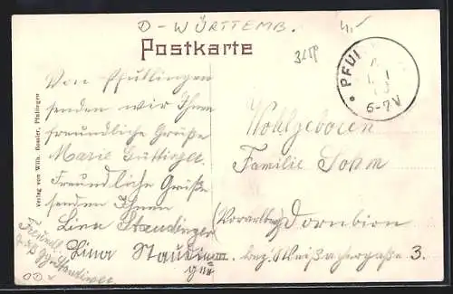AK Pfullingen, Blick in die Kaiserstrasse