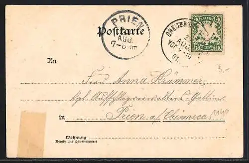 AK Breitbrunn / Chiemsee, Ortsansicht, Obermairs Gasthof zum Neuwirth