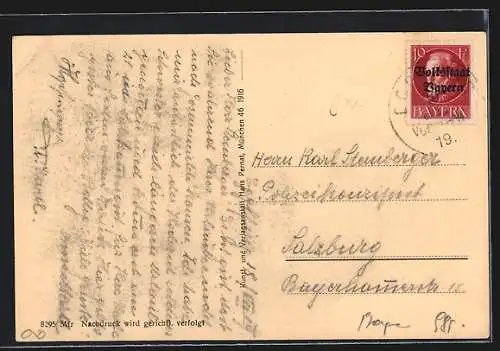AK Egglfing am Inn, Handlung von Joh. Lechner, Pfarrhaus, Schule, Ortsansicht
