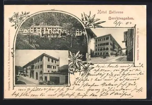 AK Berchtesgaden, Hotel Bellevue mit Strassenpartie