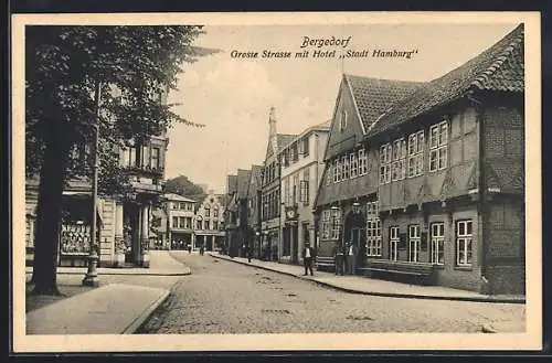 AK Bergedorf, Grosse Strasse mit Hotel Stadt Hamburg