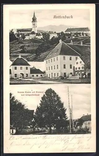 AK Rottenbuch / Obb., Inneres Kloster mit Brauerei und Kriegerdenkmal, Ortsansicht