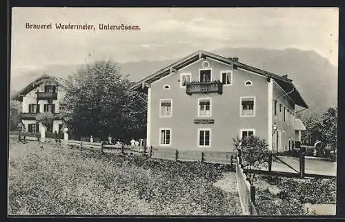 AK Unterwössen, Blick auf die Brauerei Westermeier