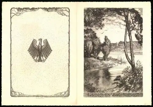 Telegramm Deutsche Reichspost, 1929, Reichsadler und Landschaft auf den Aussenseiten