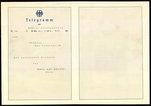 Telegramm Deutsche Reichspost, 1933, Segelschiff auf stürmischer See und Sonnenstrahlen, Entwurf: Hans Bohrdt