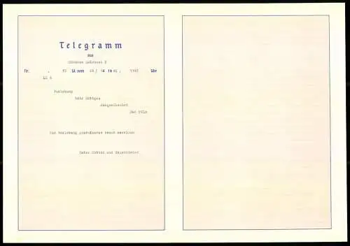 Telegramm Deutsche Reichspost, 1940, Blumengirlande und Berglandschaft mit Tannenbäumen, Entwurf: Carl Reiser