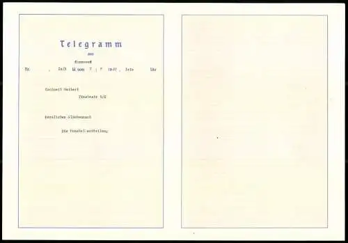 Telegramm Deutsche Reichspost, 1938, Blumenkranz und Berglandschaft mit Tannenbäumen, Entwurf: Carl Reiser