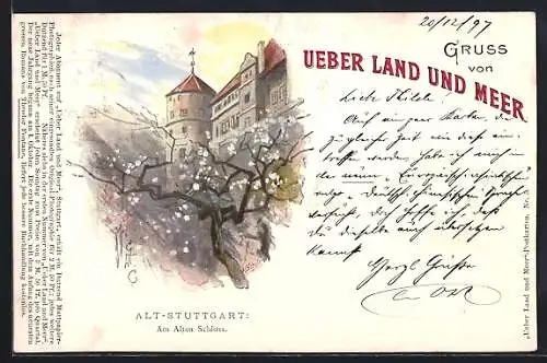 Künstler-AK Stuttgart, Am alten Schloss