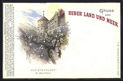Künstler-AK Stuttgart, Am alten Schloss