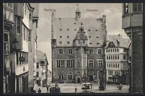 AK Marburg, Marktplatz aus der Vogelschau