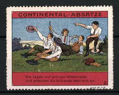 Reklamemarke Continental-Absätze, Pfadfinder machen Rast auf einer Wiese, Bild 2