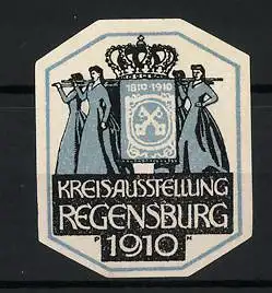 Künstler-Reklamemarke Paul Neu, Regensburg, Kreisausstellung 1910, Messelogo