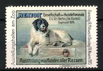 Reklamemarke Berlin, Ausstellung aller Hunderassen 1913, Hektor Gesellschaft der Hundefreunde